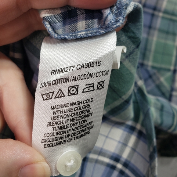 Vans Men's Blue Green Plaid Short Sleeve Cotton - Picture 4 of 6